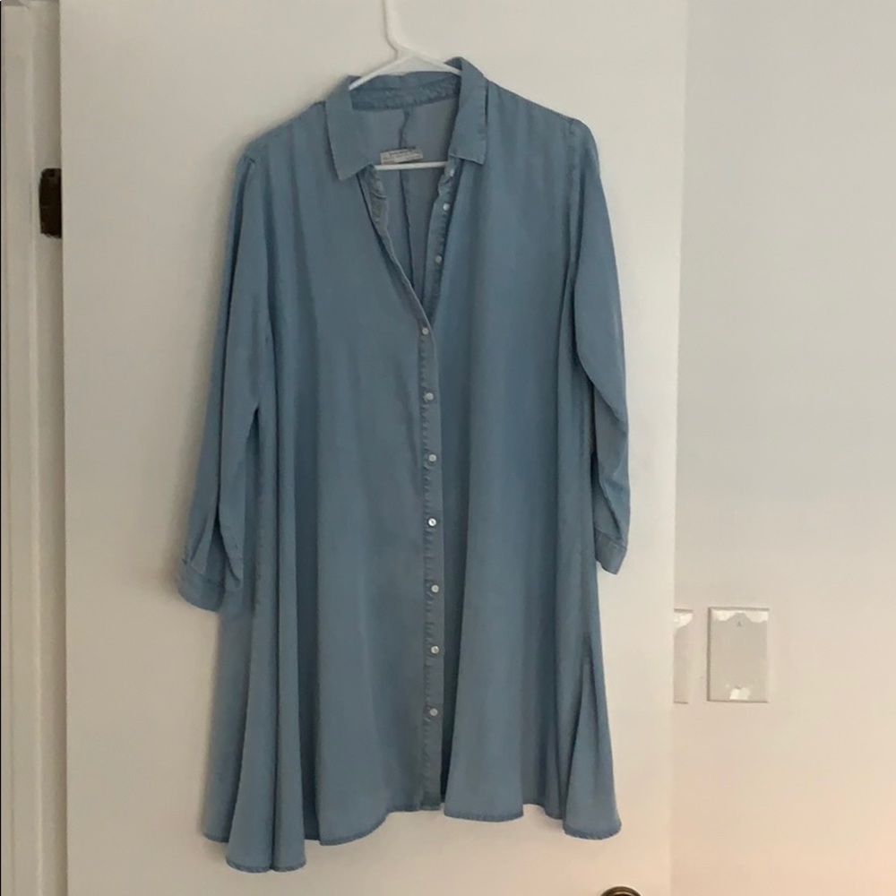 ZARA denim button down mini dress